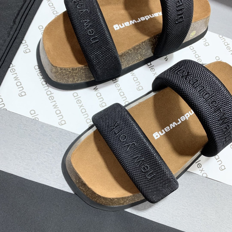 Alexander Wang Embroidered-Logo Open-Toe Sandals Black