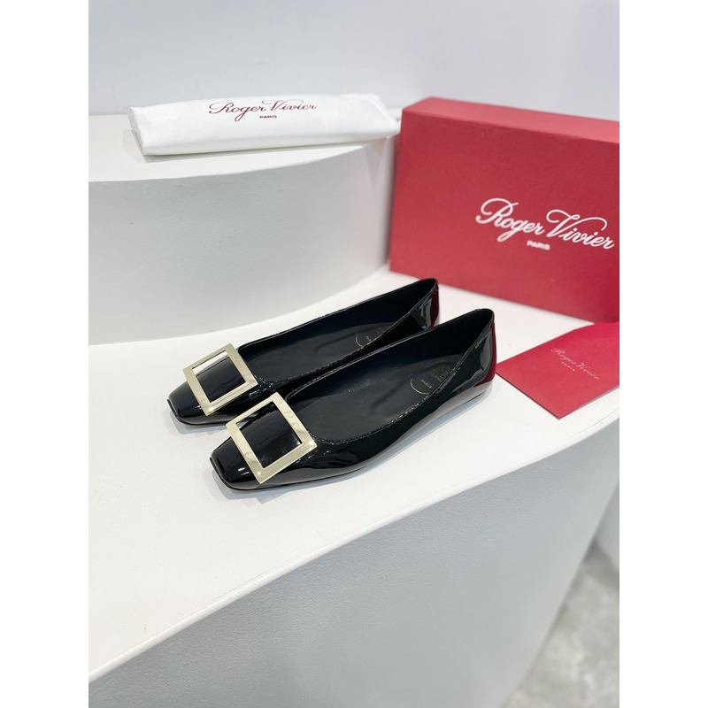 Roger Vivier Trompette Bellerine Patent-leather ballet Flats Slide Black
