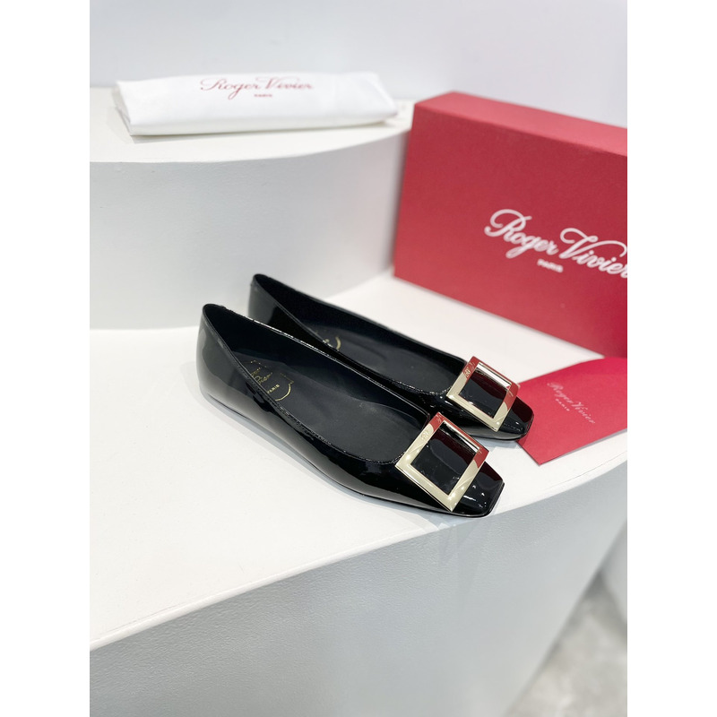 Roger Vivier Trompette Bellerine Patent-leather ballet Flats Slide Black