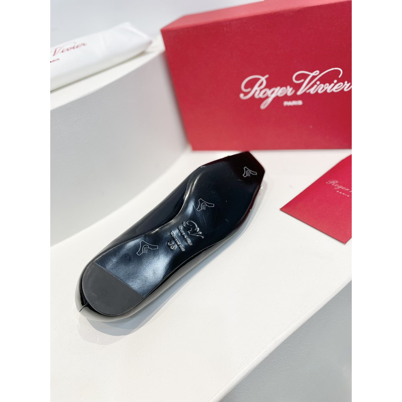 Roger Vivier Trompette Bellerine Patent-leather ballet Flats Slide Black