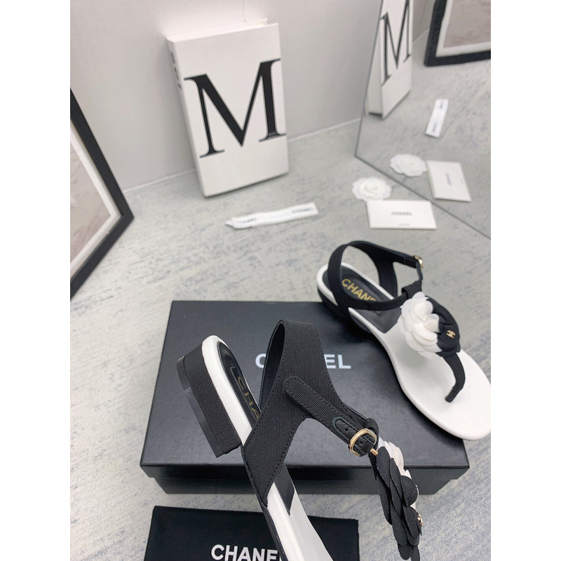 Ch*el camellia sandals black and white