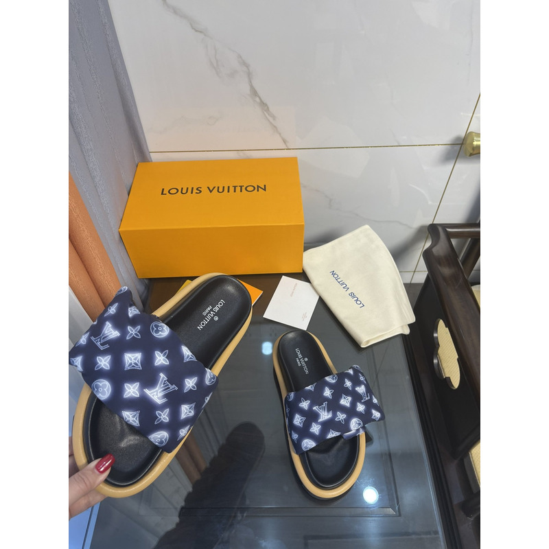 LV  Pool Pillow Comfort Mule Blue