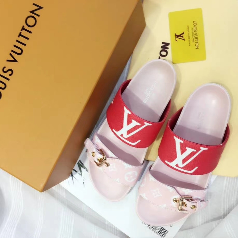 LV Bom Dia Red and Pink Mule