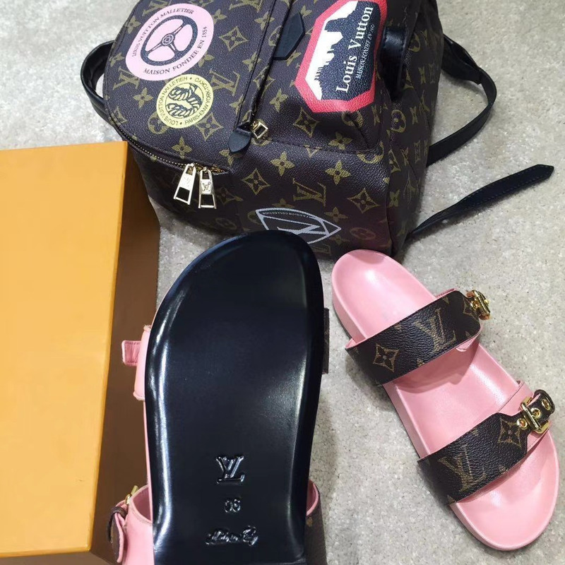 LV BOM DIA MULES MONOGRAM & Pink