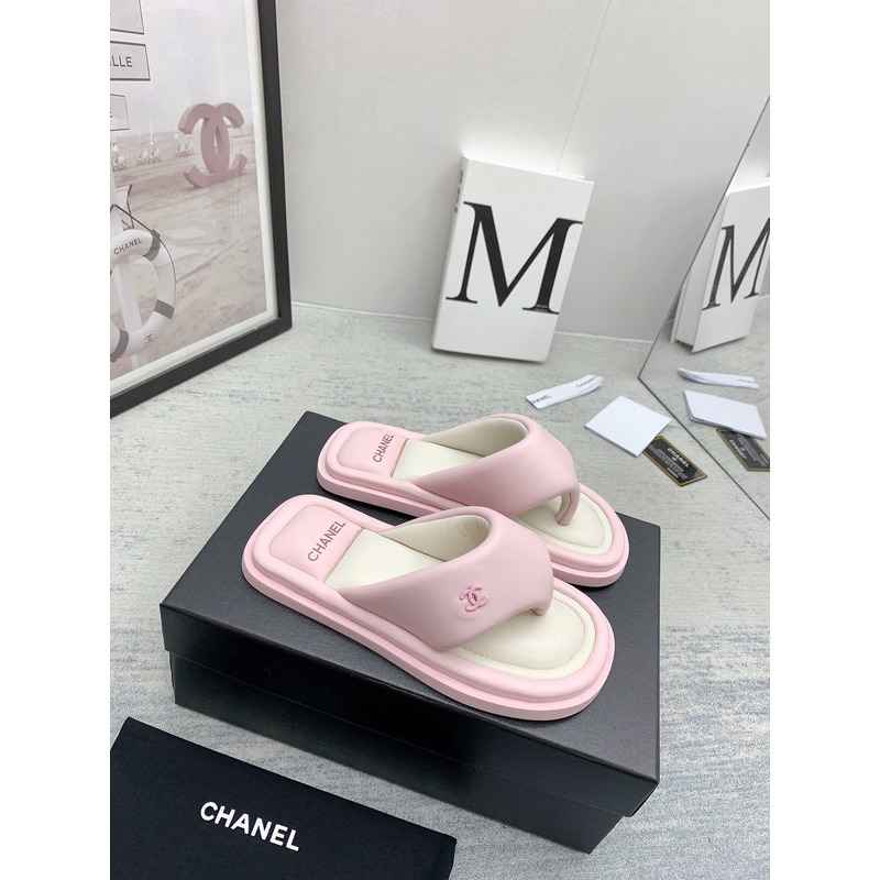 Ch*el thong sandals pink