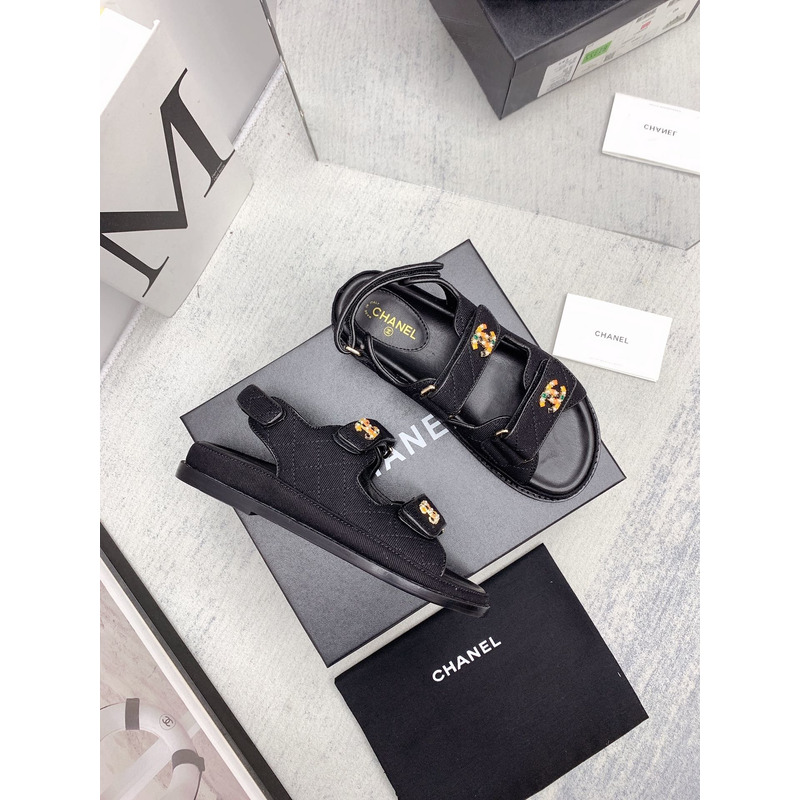 Ch*el velvet sandal black