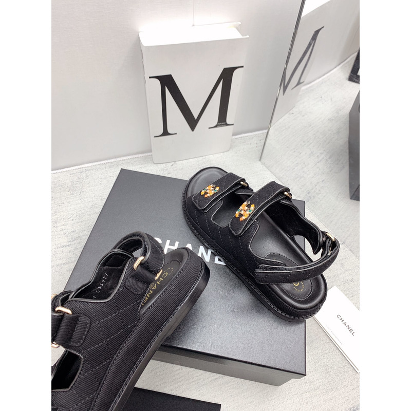 Ch*el velvet sandal black