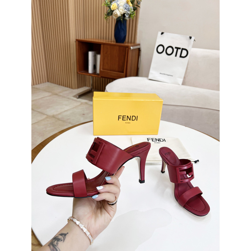 F**di baguette leather slides mulberry