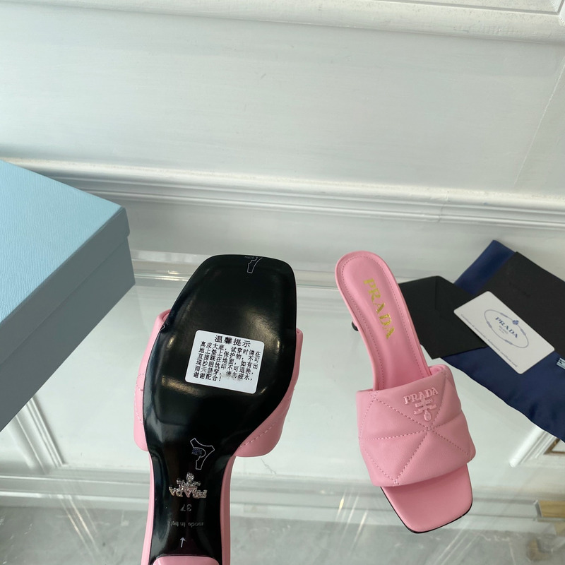 Pra*a quilted nappa leather heeled sandals pink