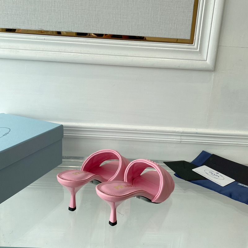 Pra*a quilted nappa leather heeled sandals pink