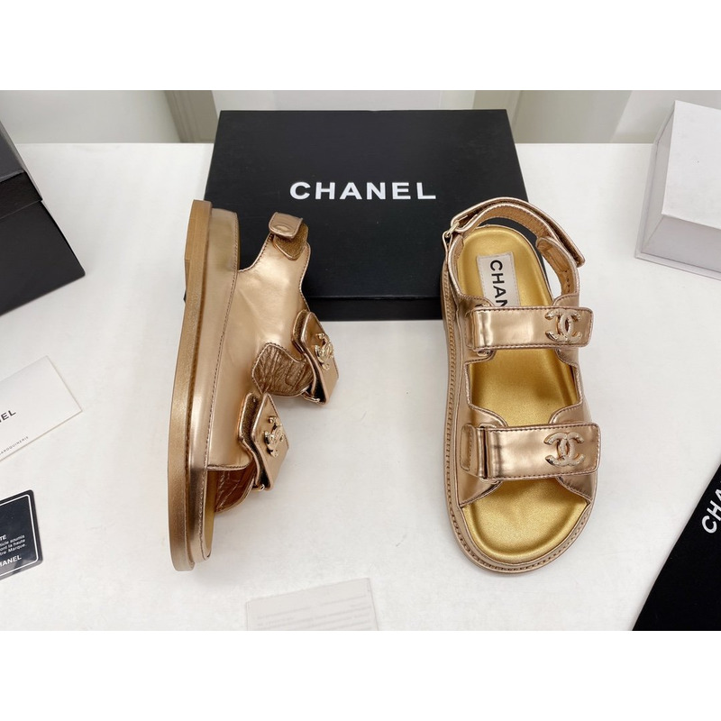 Ch*el dad sandals leather gold