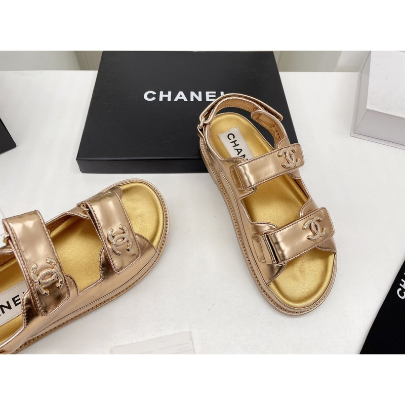 Ch*el dad sandals leather gold