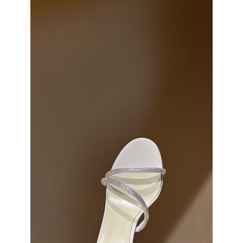 Rene Caovilla Margot Embellished Suede Heels White