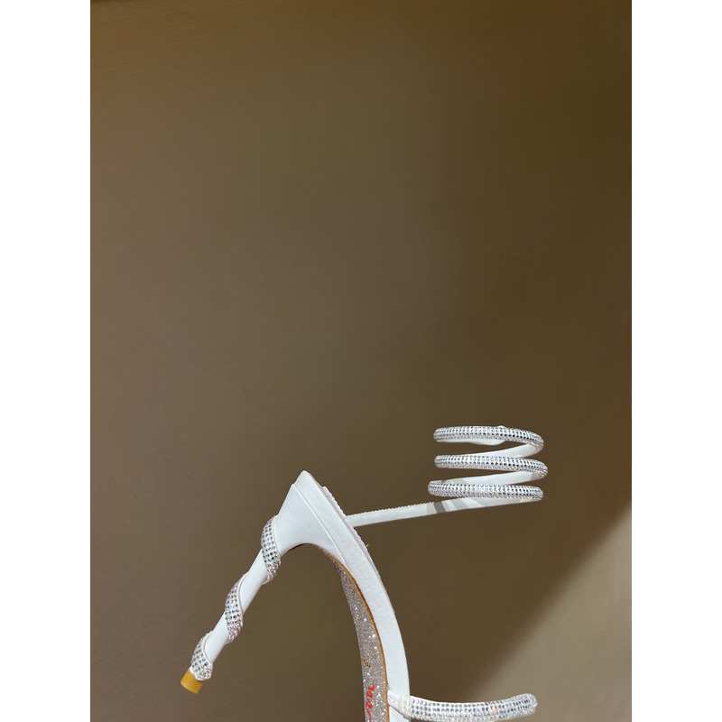 Rene Caovilla Margot Embellished Suede Heels White