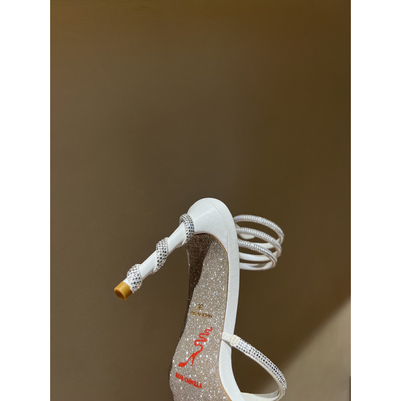 Rene Caovilla Margot Embellished Suede Heels White