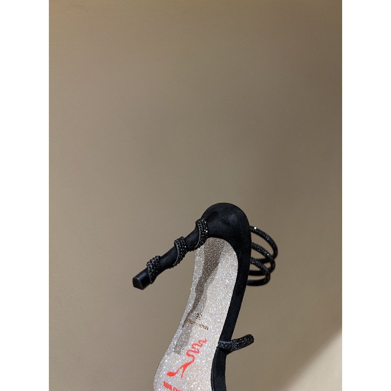 Rene Caovilla Margot Embellished Suede Heels Black