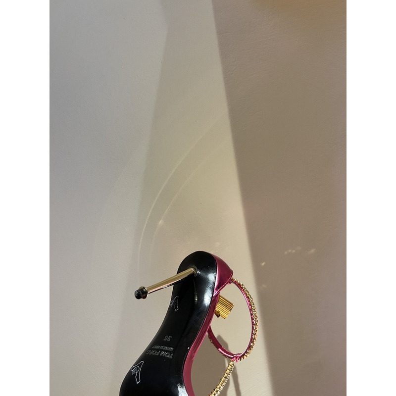 Tom Ford Padlock Mirror Leather Heels Fuchsia