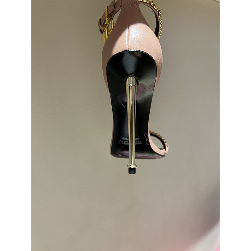 Tom Ford Padlock Shiny Leather Heels Flesh