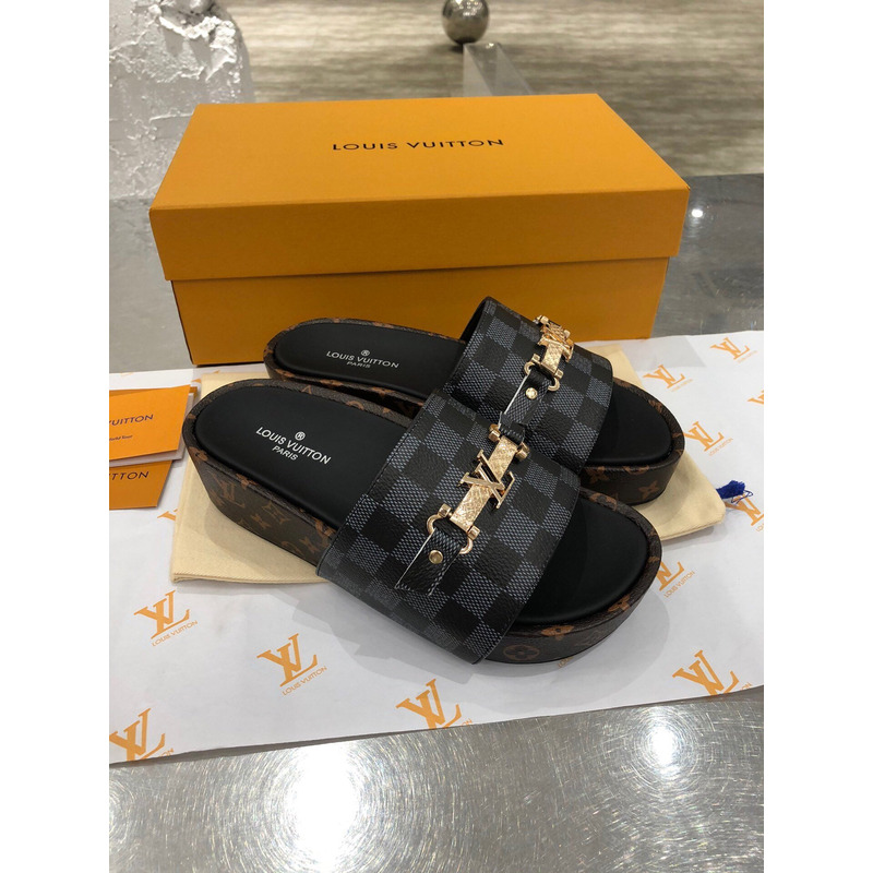 Lv 2021ss Jumbo Flatform Slides Classic Pattern