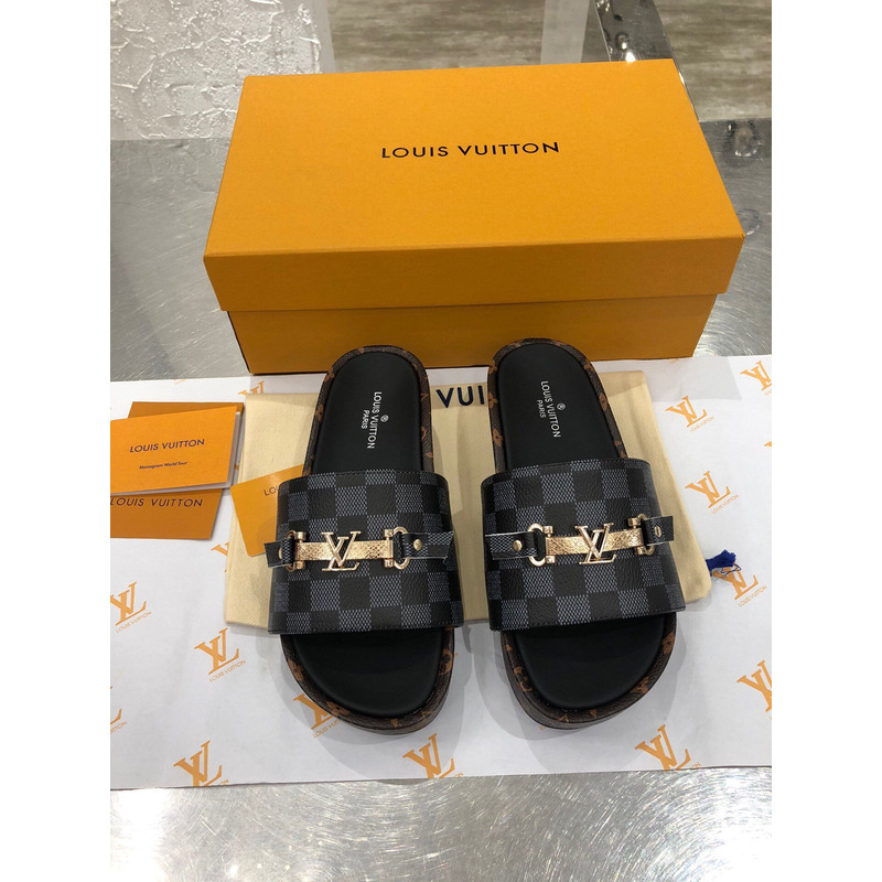 Lv 2021ss Jumbo Flatform Slides Classic Pattern