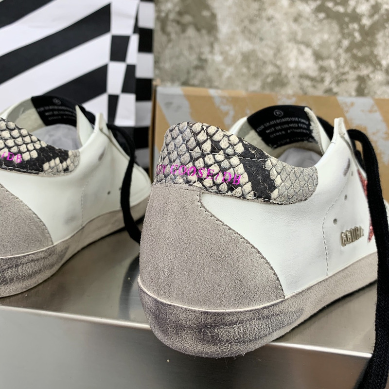 golden goose S*per-star sneakers with red glitter and grey heel tab
