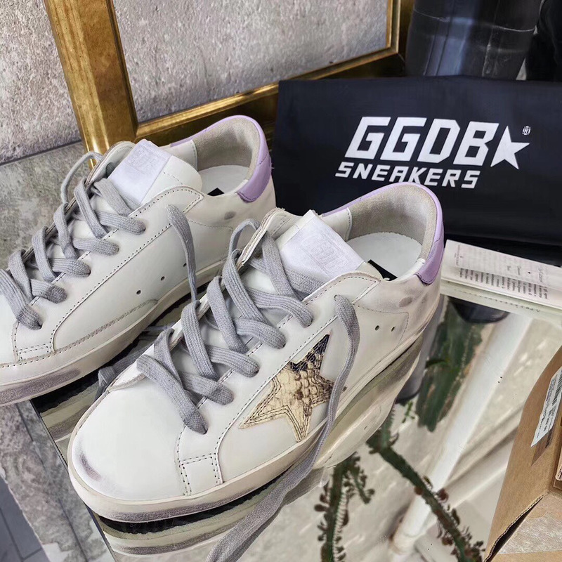 golden goose S*per-star sneakers with glitter and purple heel tab