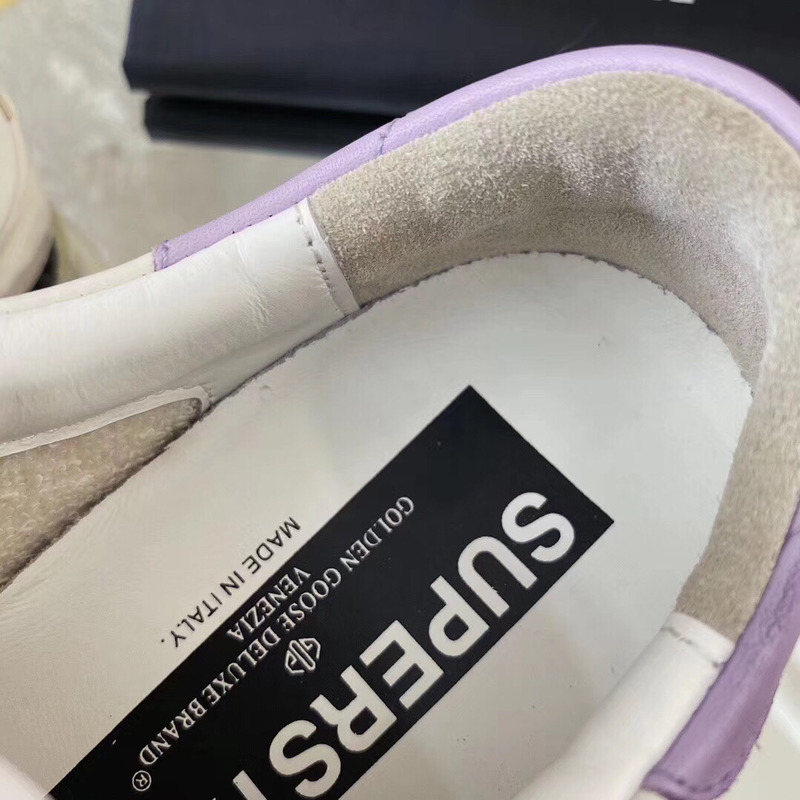golden goose S*per-star sneakers with glitter and purple heel tab