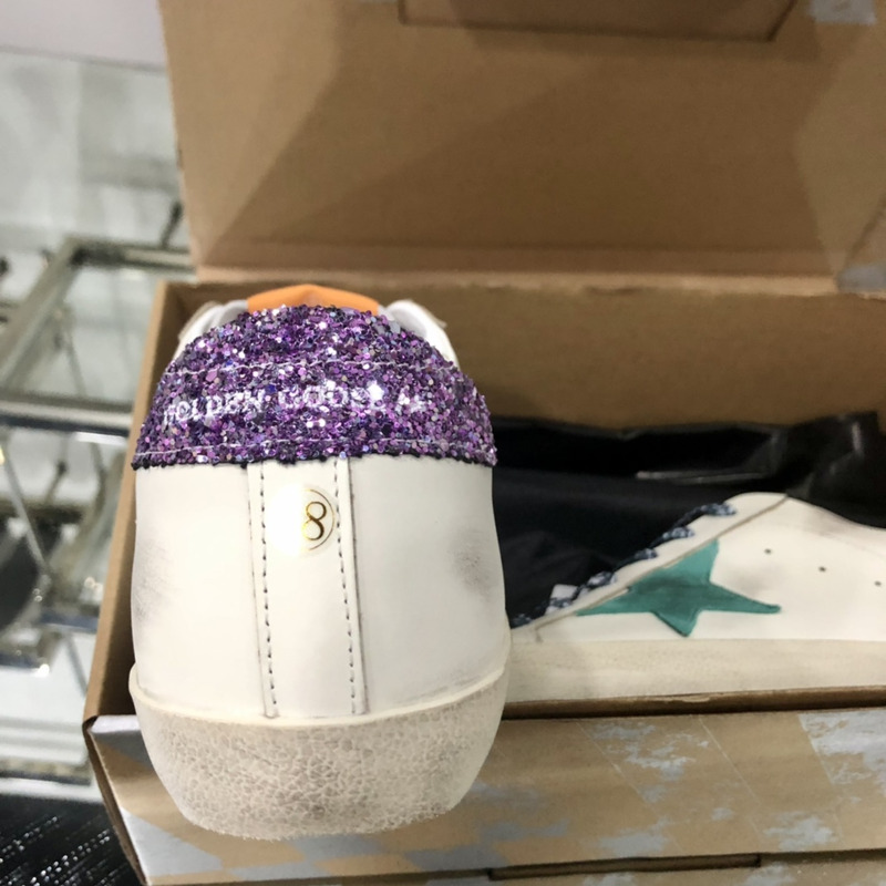 golden goose S*per-star sneakers white S*per-star sneakers with glittery purple rear