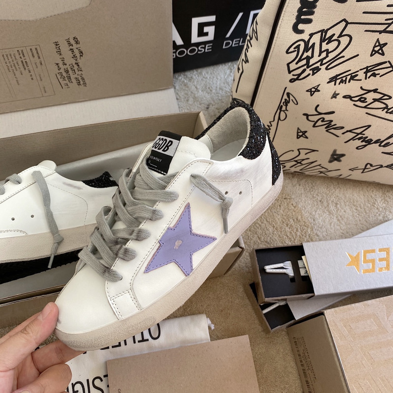 golden goose S*per-star sneakers with purple star logo