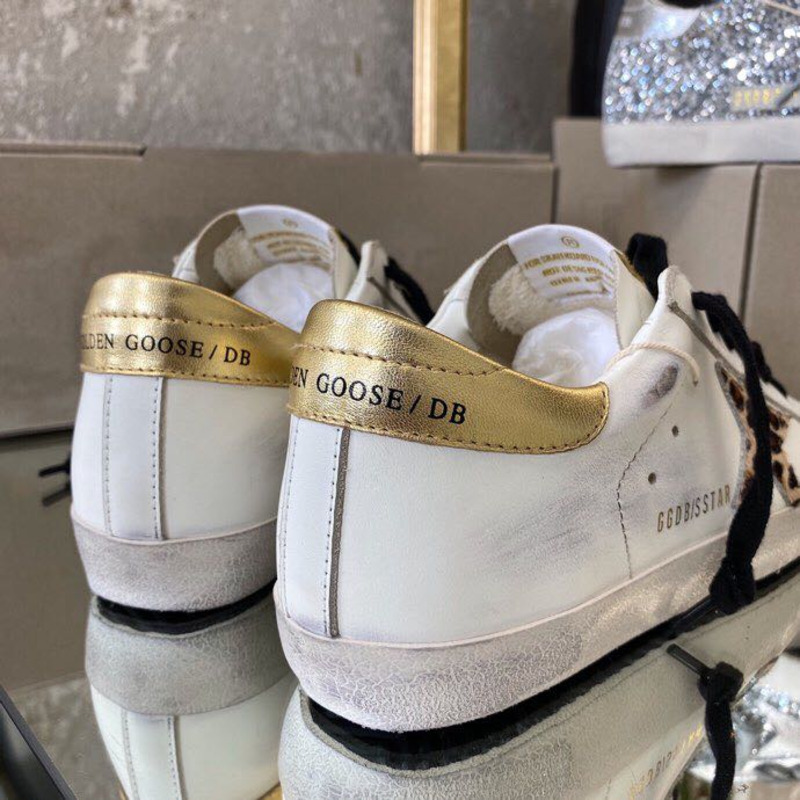 golden goose S*per-star sneakers with leopard print and golden heel tab