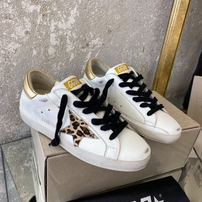 golden goose S*per-star sneakers with leopard print and golden heel tab