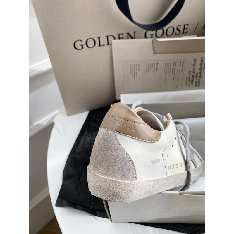 golden goose men’s S*per-star sneakers with suede star and camel heel tab
