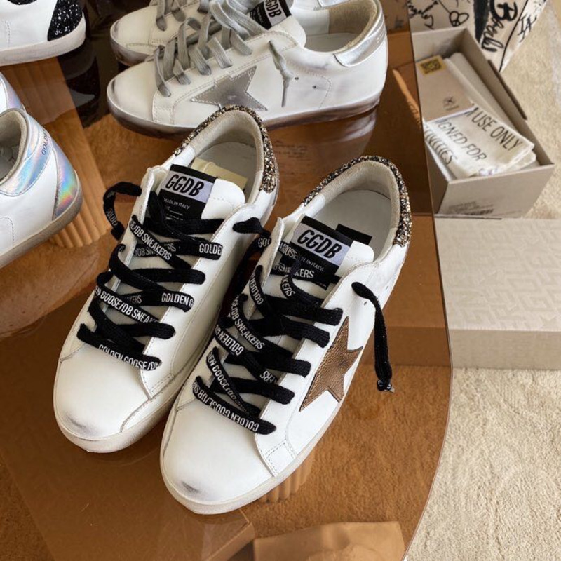 golden goose men’s S*per-star sneakers with golden star and leopard print heel tab