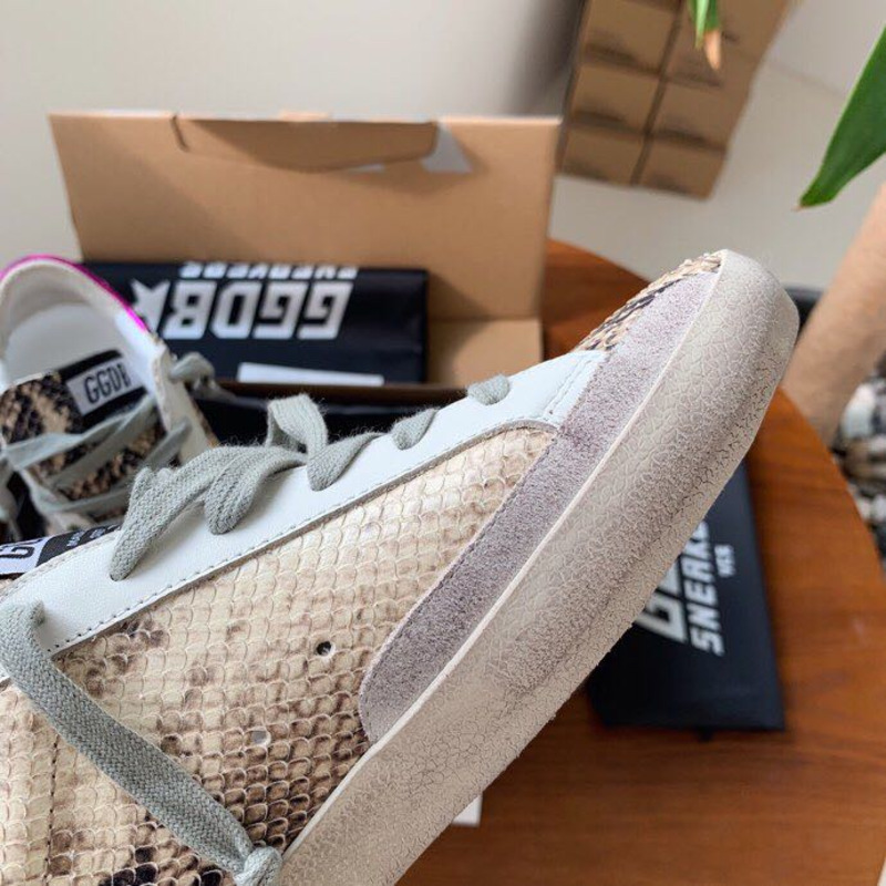 golden goose S*per-star sneakers with serpentine and purple heel tab
