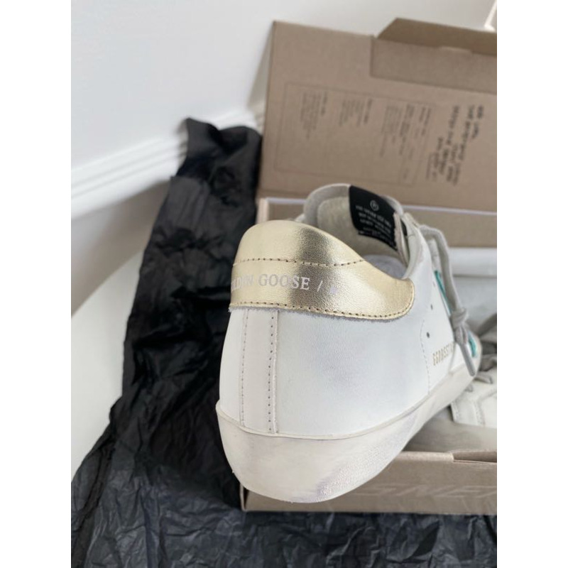 golden goose S*per-star sneakers with green and yellow suede star and golden heel tab