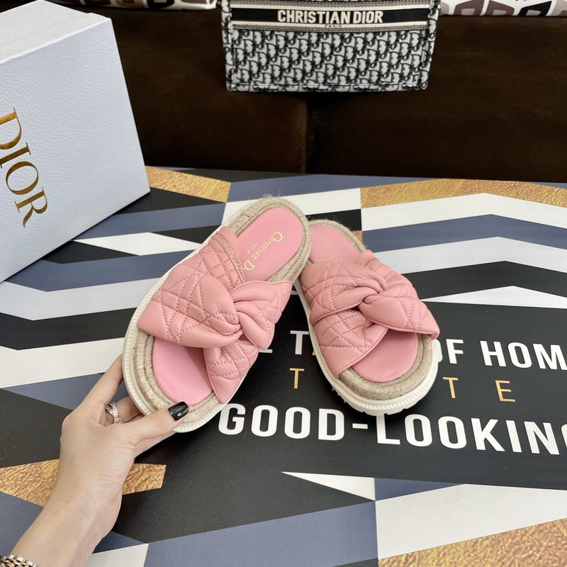 D*or dtwist-slipper leather with cannage motif pink