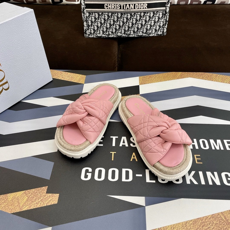 D*or dtwist-slipper leather with cannage motif pink