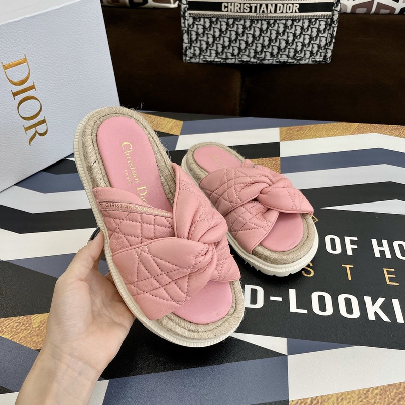 D*or dtwist-slipper leather with cannage motif pink