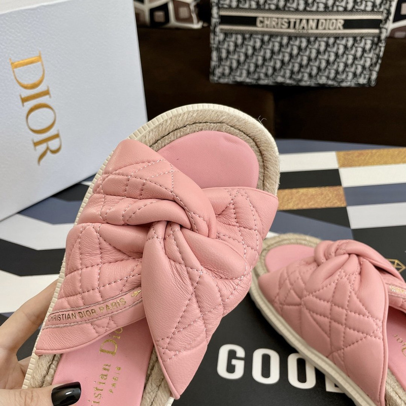 D*or dtwist-slipper leather with cannage motif pink