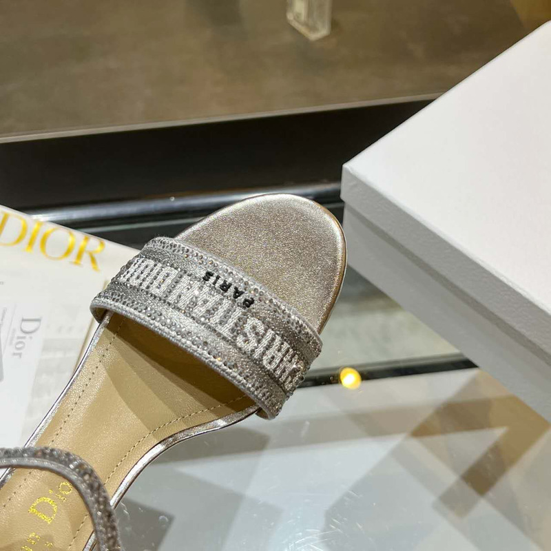 ch**an D*or  casual style blended fabrics plain heels  silver