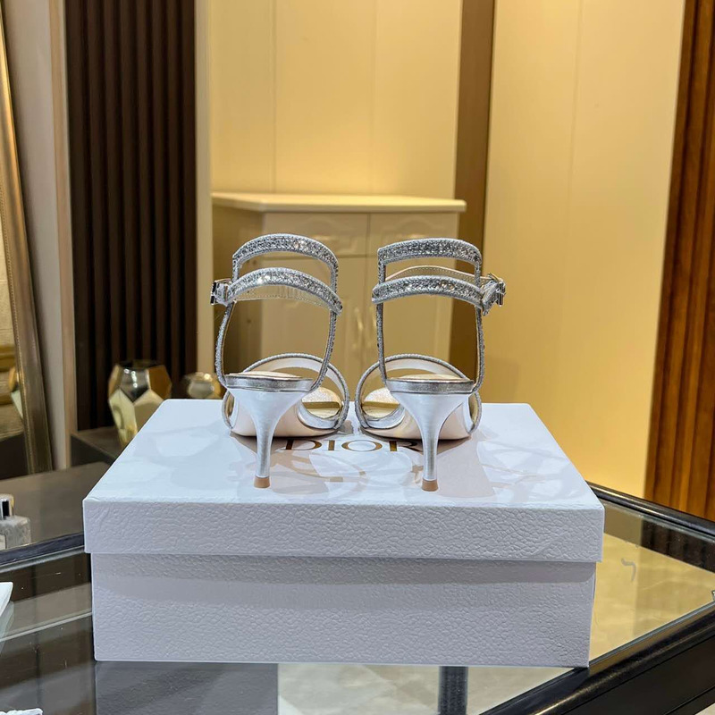 ch**an D*or  casual style blended fabrics plain heels  silver