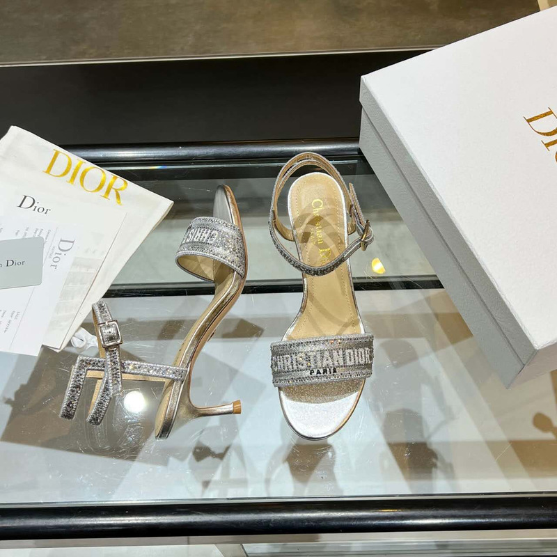 ch**an D*or  casual style blended fabrics plain heels  silver