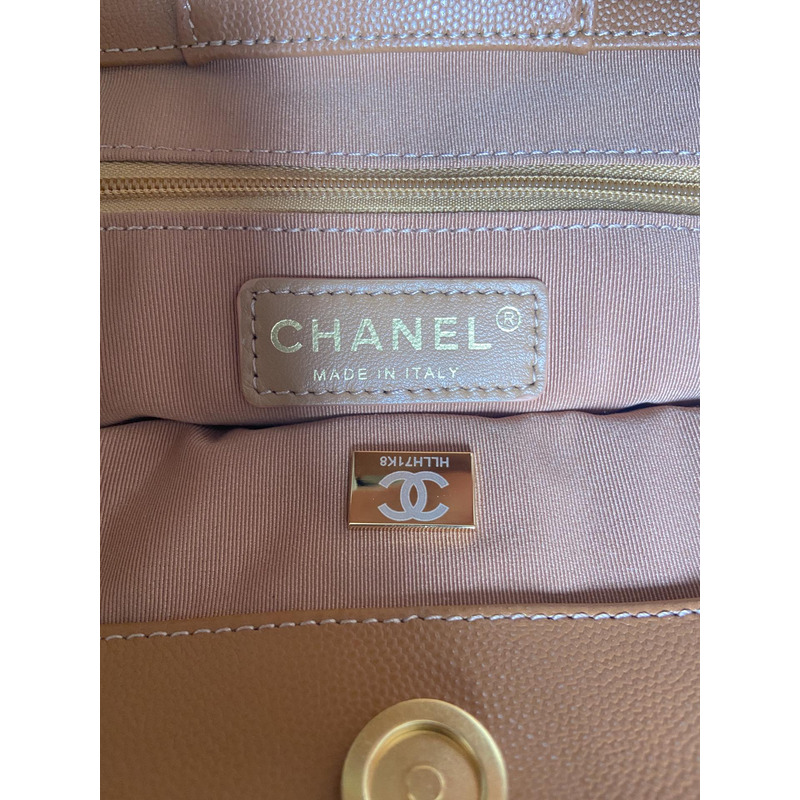 Ch*el 22 caviar large tote bag brown