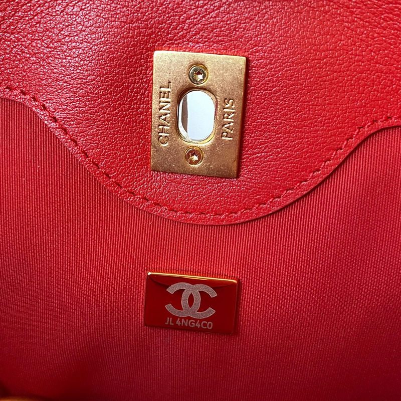 Ch*el hobo calfskin handbag red