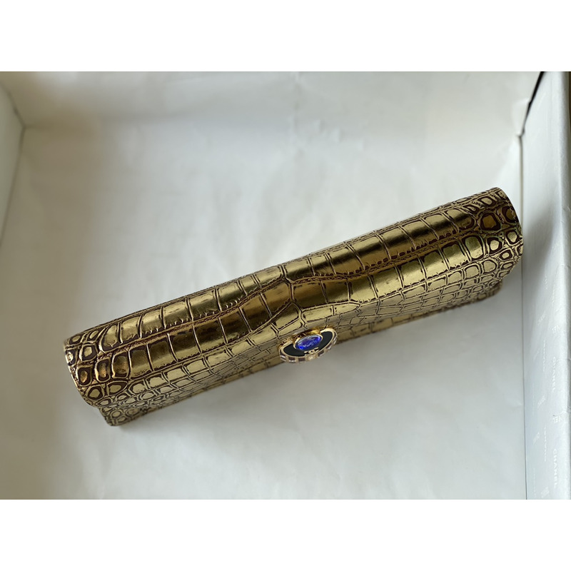 Ch*el 19 beetle handbag series imported italian calfskin embossed crocodile pattern