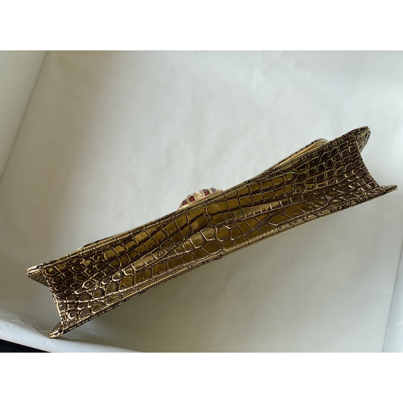 Ch*el 19 beetle handbag series imported italian calfskin embossed crocodile pattern