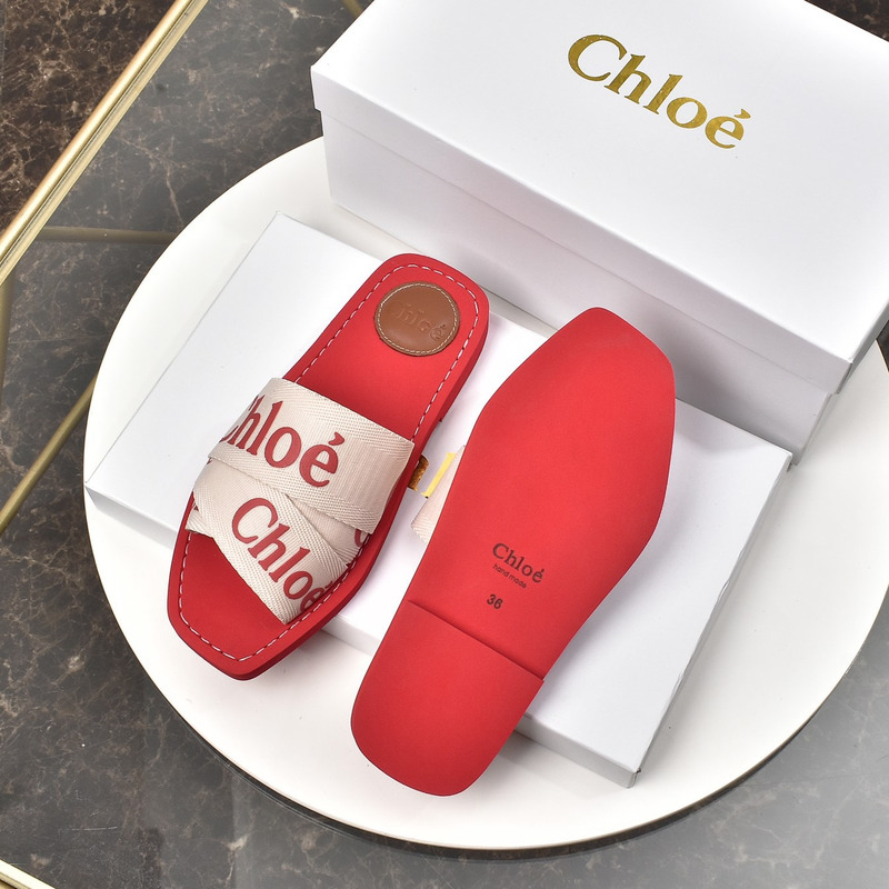 Chloe Woody Canvas Slides Red