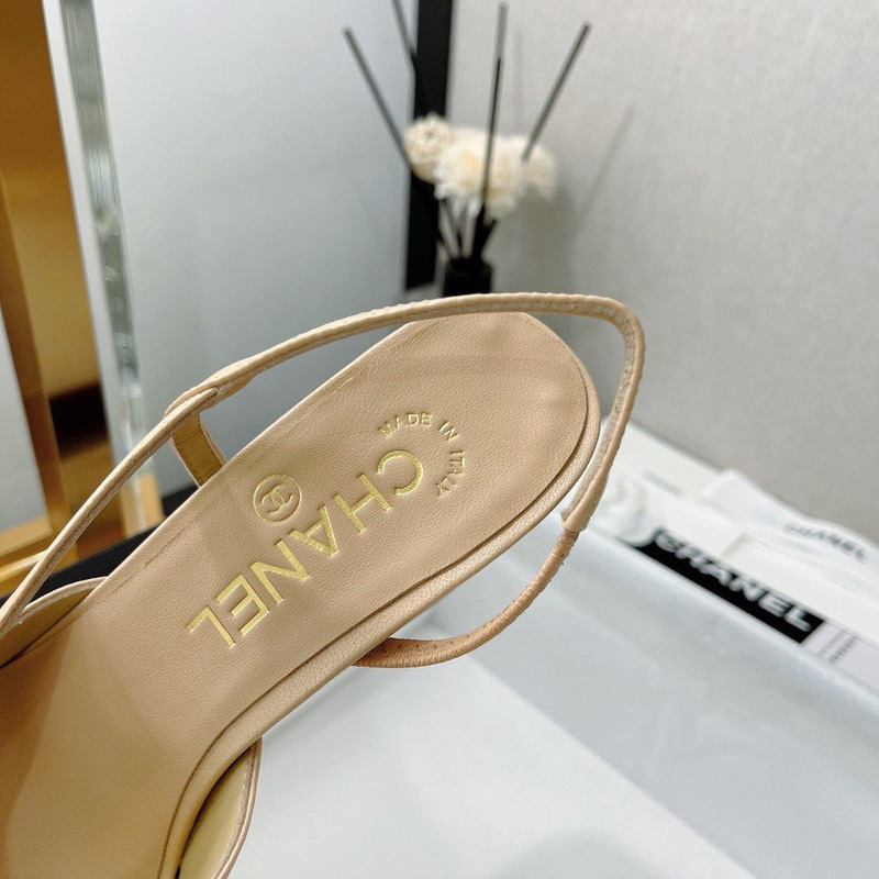 Ch*el sling-back heel beige and black