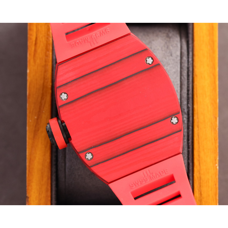 Richard Mille RM35 Men Mechanical Rubber Band Watch Red Strap&Red Case