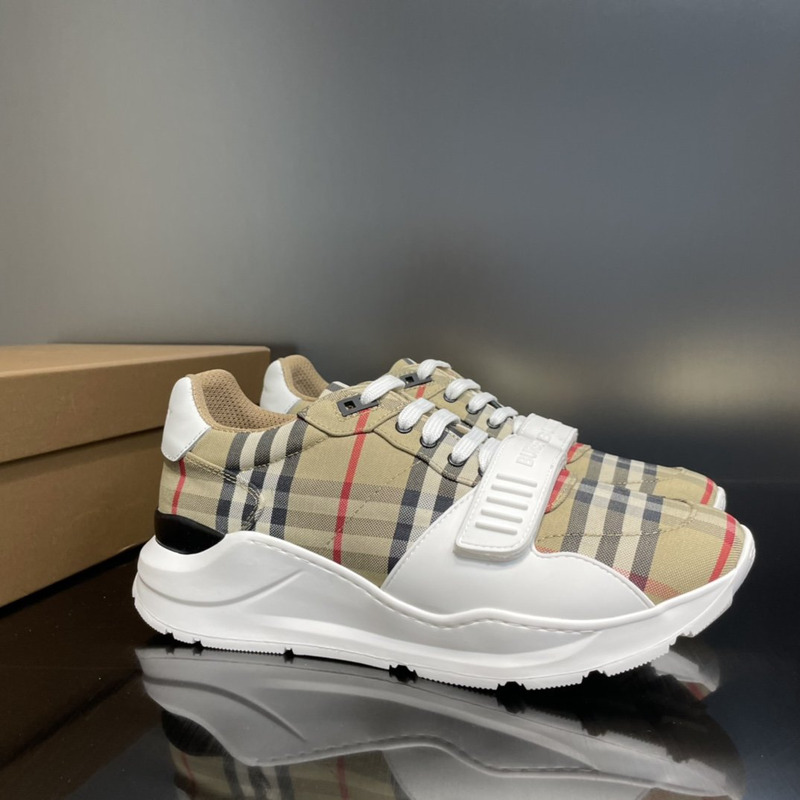 B**rry beige check regis sneakers
